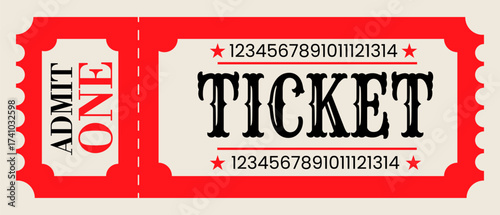 Red Admit One Ticket – Vintage Event Entry Pass
