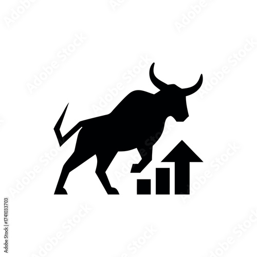 Abstract bull logo strong minimal finance industry Vector illustration