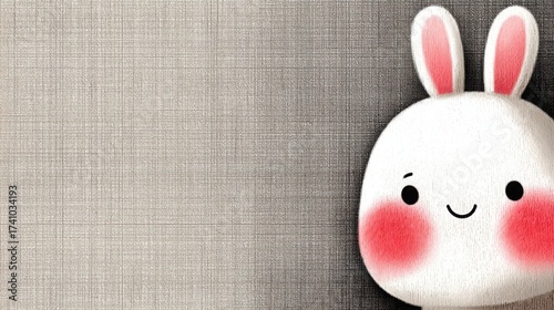 A Cute bunny with rosy cheeks, smiles while looking into the lens