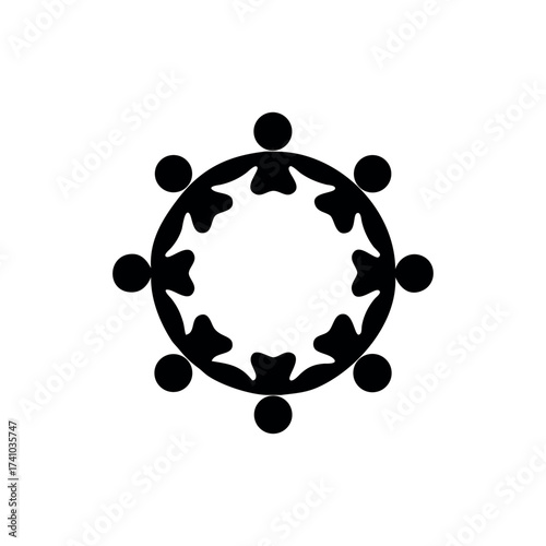 Abstract people holding hands in a circle unity community Vector illustration