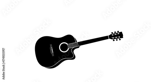 Silhouette of an Acoustic Guitar with Cutaway Design.