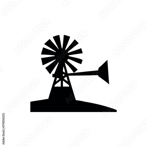 Abstract windmill logo old fashioned renewable energy Vector illustration