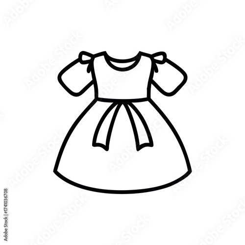 Baby dress with puff sleeves floral lace cute outfit Vector illustration