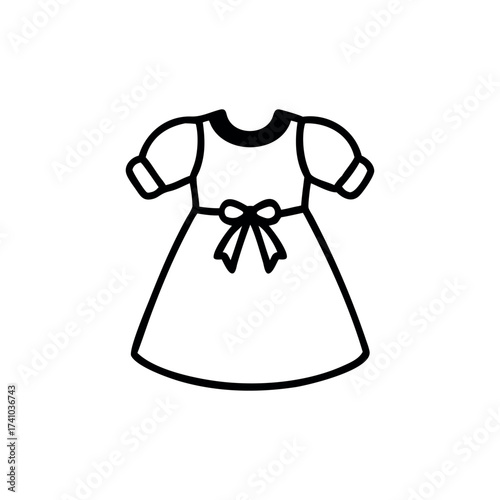 Baby dress with puff sleeves floral lace charming style Vector illustration