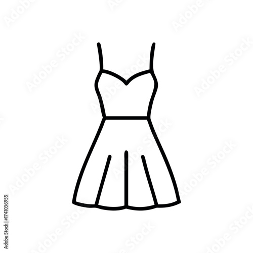 Casual summer dress with slim straps relaxed beachwear Vector illustration