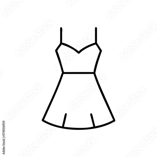 Casual summer dress with spaghetti straps light fashion Vector illustration