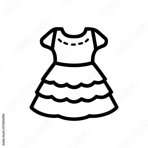 Charming childrens party dress with floral lace design Vector illustration