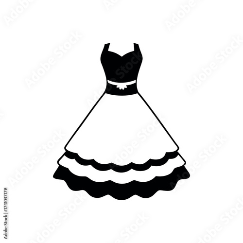 Charming vintage frock with rich ornate lace finish Vector illustration