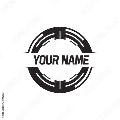 Abstract Tech Logo Design Modern Circular Emblem with Space for Customizable Text