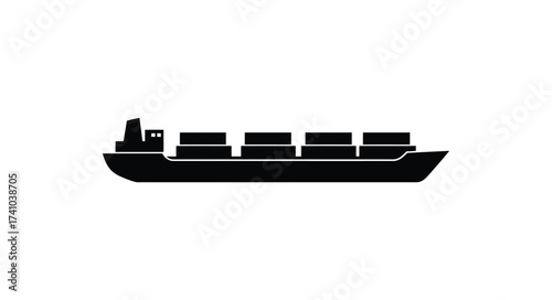 Modern cargo ship silhouette for maritime logistics and global shipping industry designs