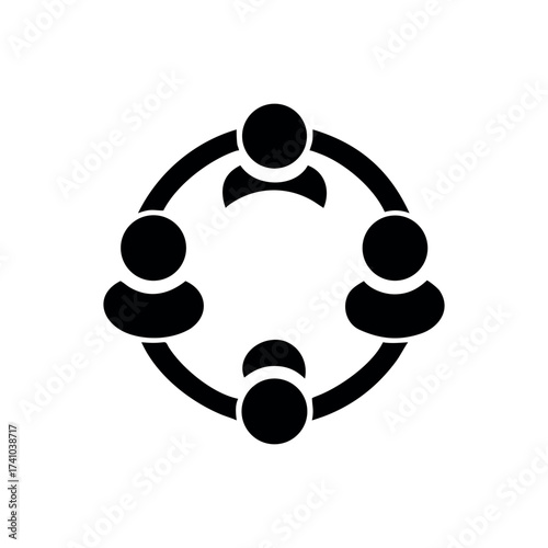 Minimalist circle of six people logo unity teamwork community concept Vector illustration