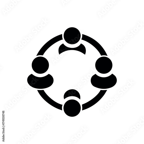 Minimalist circle of six people logo connected diversity theme Vector illustration