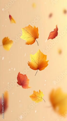 Warm Autumn Falling Leaves Illustration - Fall Festival Material