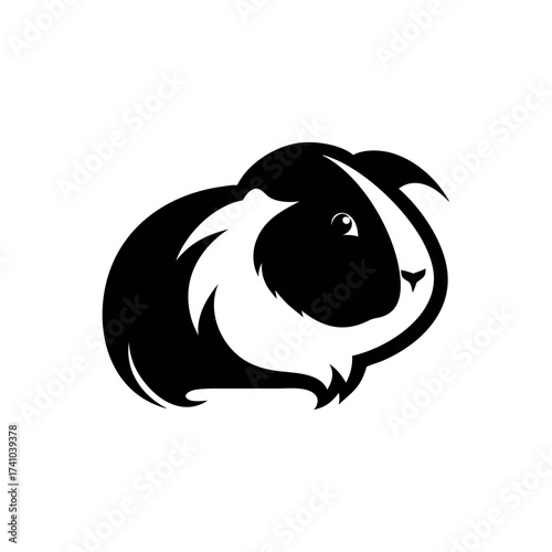Minimalist guinea pig logo creative pet shop and care Vector illustration