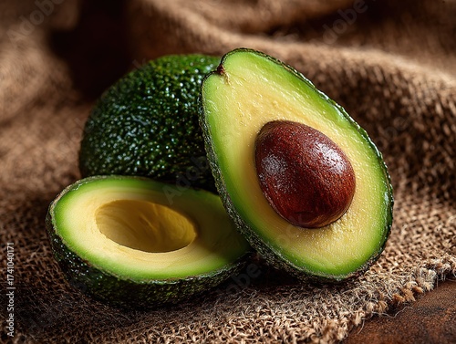 Close - up of Fresh Avocado (with Pit) - Healthy Ingredient Material