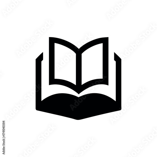 Minimalist open book logo modern literature and library brand Vector illustration