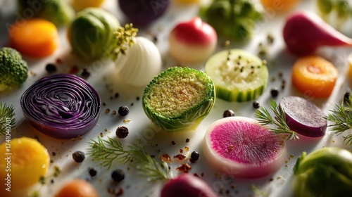 Colorful Vegetable Medley: A Vibrant Display of Fresh Produce on White Surface