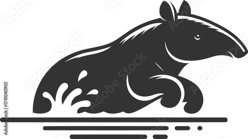 Tapir animal vector black silhouette illustration