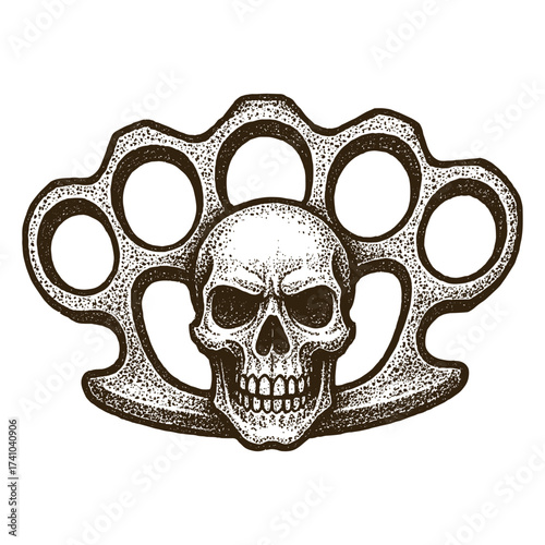Skull with Brass Knuckles Illustration