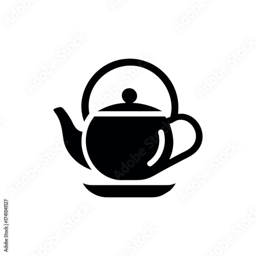 Minimalist teapot logo cozy tea shop elegant branding Vector illustration