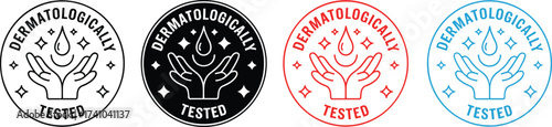 Dermatologically Tested Badges for Skincare Products. Skin-Safe Logo Icons for Cosmetic Packaging.