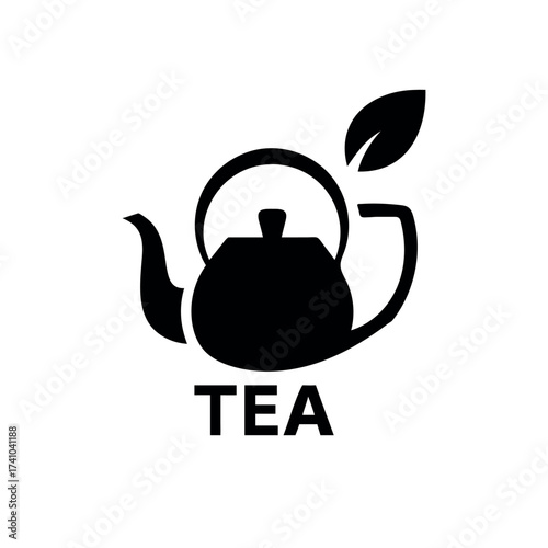 Minimalist teapot logo warm tea shop creative design Vector illustration