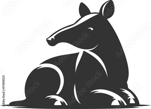 Tapir animal vector black silhouette illustration