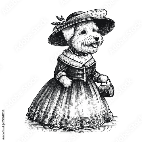 Cute Dog Wearing Dress Illustration