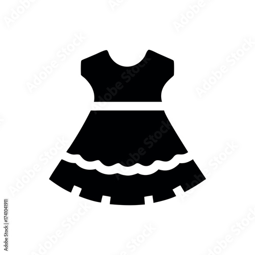 Ornamental girl frock with double layered lace style Vector illustration