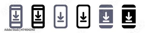 Set of download to mobile and update software icon vector illustration