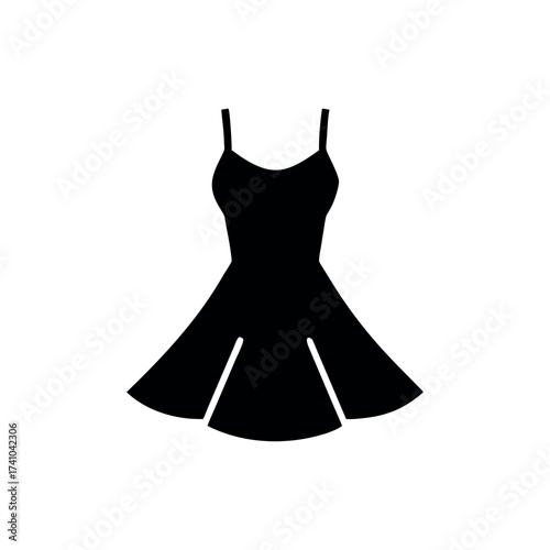 Stylish cocktail dress with slim waist elegant evening wear Vector illustration