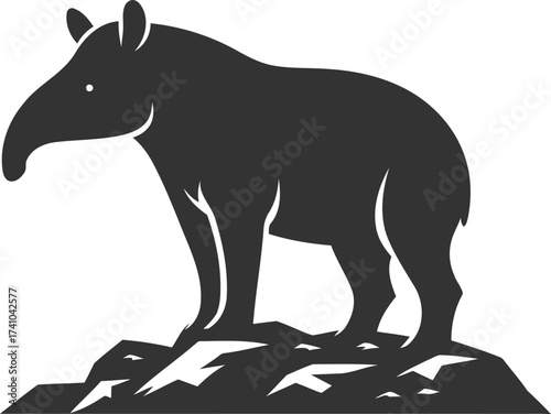 Tapir animal vector black silhouette illustration