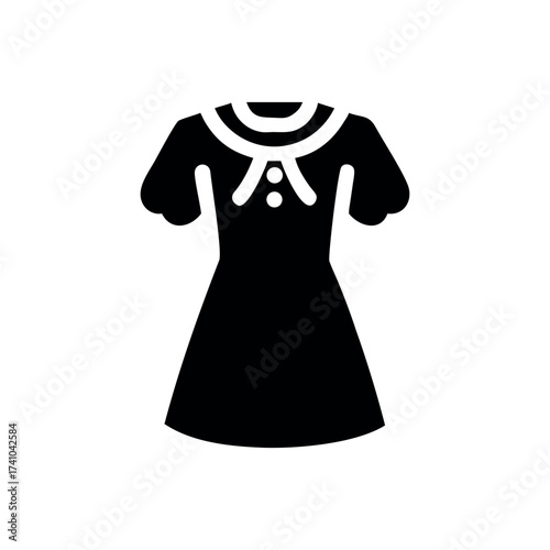 Vintage frock with puff sleeves and detailed lace accents Vector illustration
