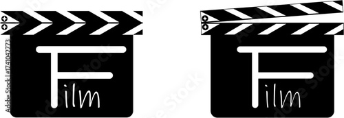 Film Clapperboard Icon Vector – Movie Slate Symbol for Cinema, Video, and Media Production Design. 