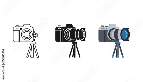 Camera on Tripod Icons photography equipment