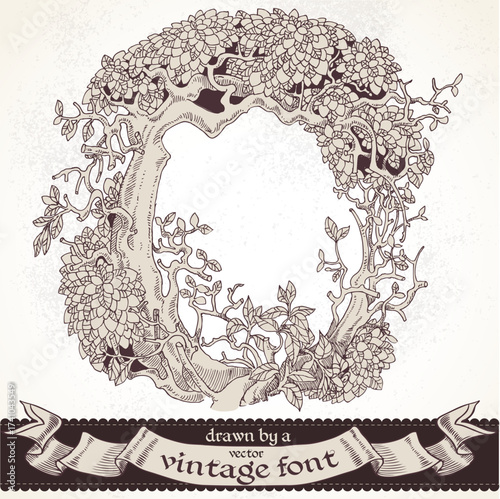 Fable forest hand drawn by a vintage font - O