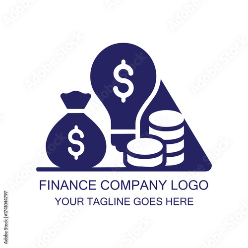 Finance Logo with Hands, Dollar Coin, and Lightbulb Symbol