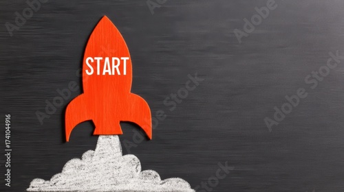  vibrant orange rocket labeled 