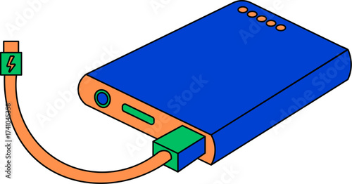 Vector of Colorful Power bank. power bank icon, power bank vector illustration-simple illustration of power bank, perfect for power bank logo and icon. A colorful power bank vector art illustration