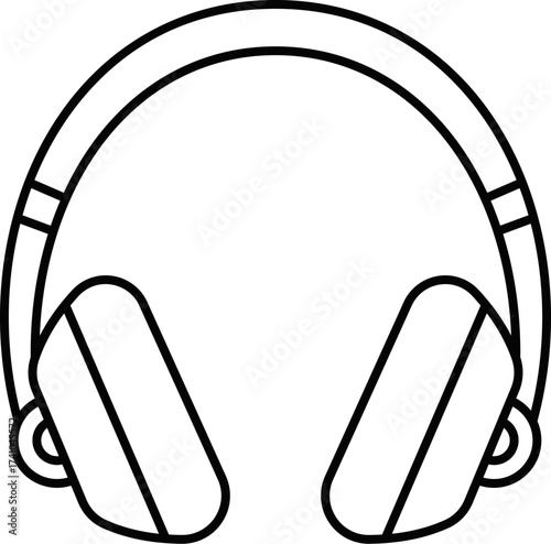 Over ear Head phone line art. outline of a over ear headphones. Minimalist outline of headphones icon symbolizing music and audio. 
