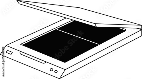 Scanner machine outline on white background. Document scanner icon. computer theme scanner elements vector. Scanner Vector Icon