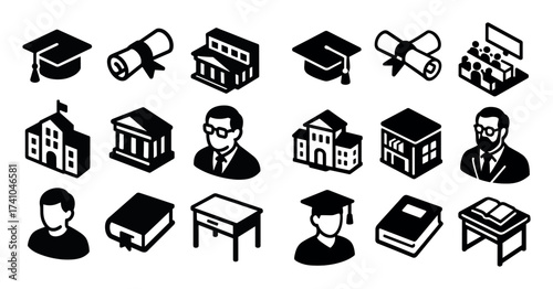 Education Isometric Icons
