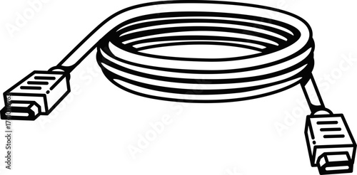 USB cable vector icon. electric cable on white background. charging usb cabel outline. USB cable port icon. USB type C, A, lightning and micro USB mobile phone charger vector illustration. 