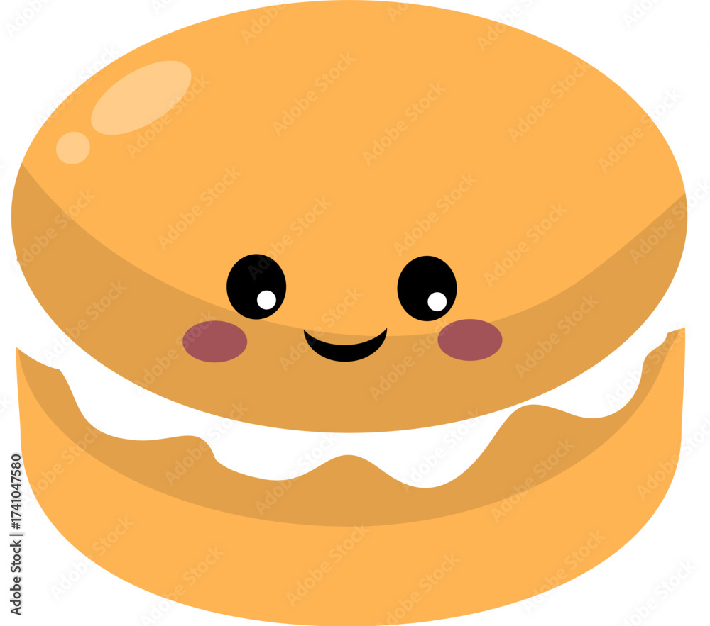 Fototapeta premium Orange Macaroon with Cream Filling Vector