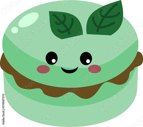 Matcha Macaroon with Chocolate Filling