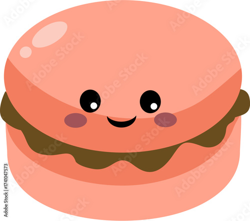 Red Velvet Macaroon with Chocolate Filling Vector