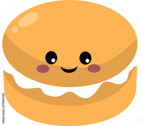 Orange Macaroon with Cream Filling Vector