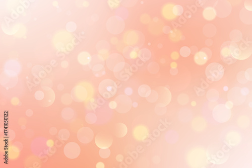 Gradient background with pink and peach color gradation. Soft light texture and bokeh abstract blurred bg. Lovely vector bg for cosmetic presentation