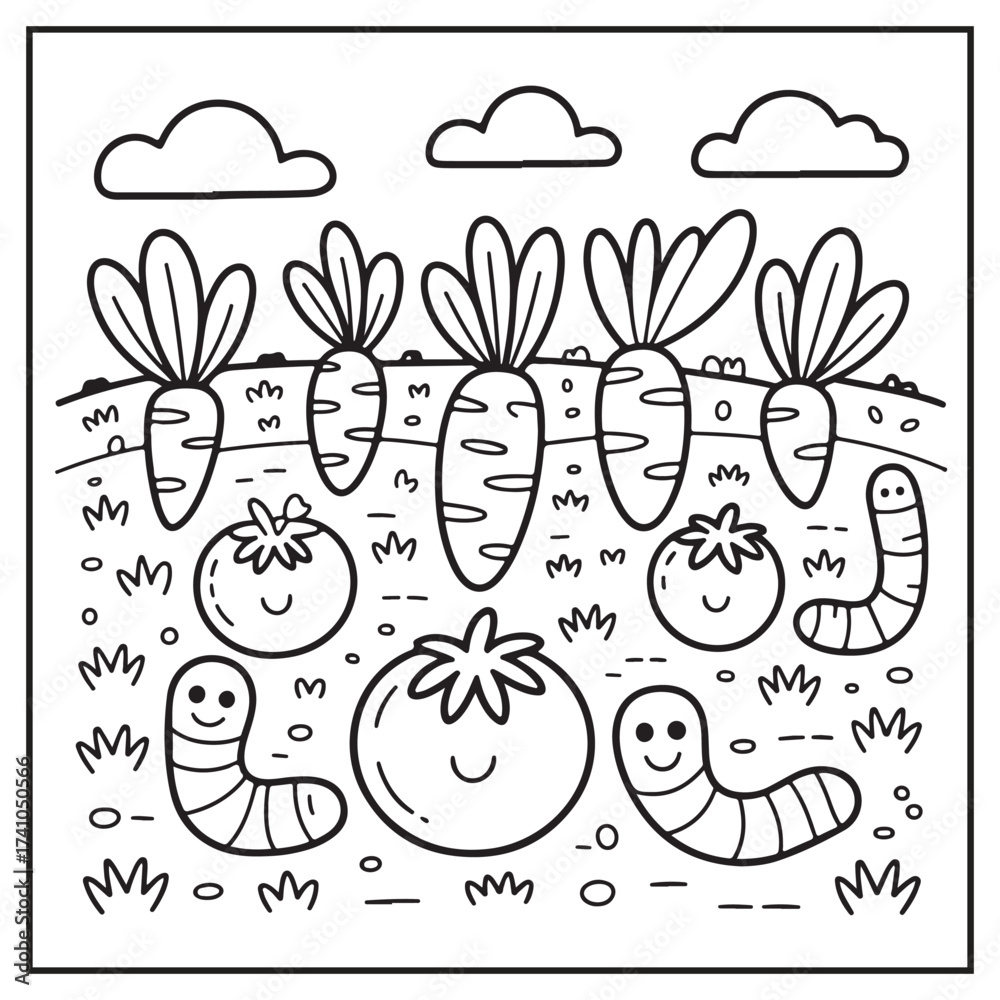 Naklejka premium Beautiful Garden Coloring Pages