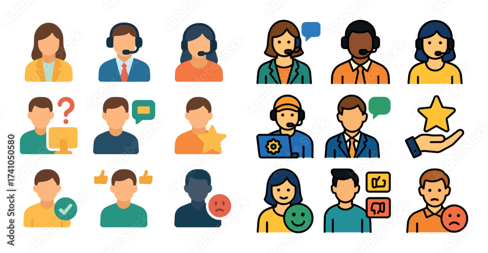 Fototapeta premium Colorful Customer Service Icons